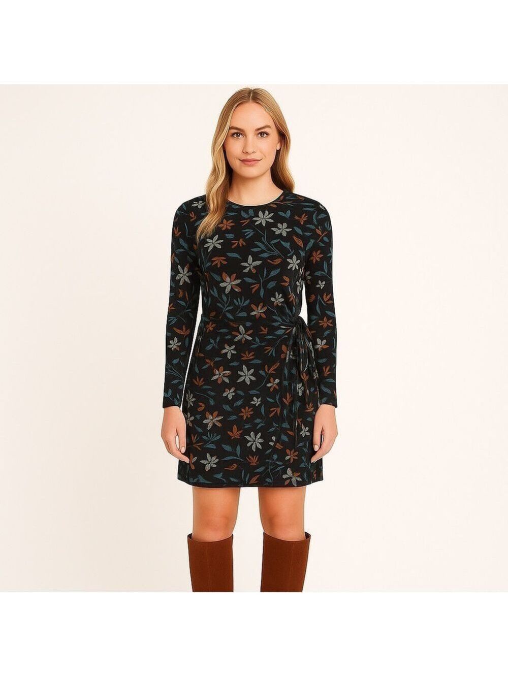 Hatley wrapdress deconstructed Floral pattern Elegant Office Chic Jersey Knit XS